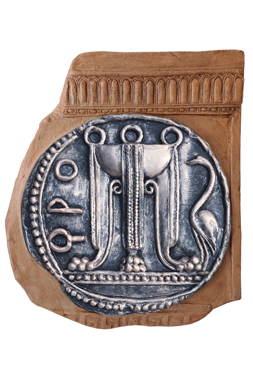 STATERE DI CROTONE CON FRONTONCINO TERRACOTTA CLASSICA/ARGENTO