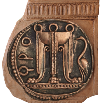 STATERE DI CROTONE CON FRONTONCINO TERRACOTTA CLASSICA/BRONZO