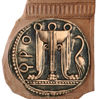 STATERE DI CROTONE CON FRONTONCINO TERRACOTTA CLASSICA/ORO