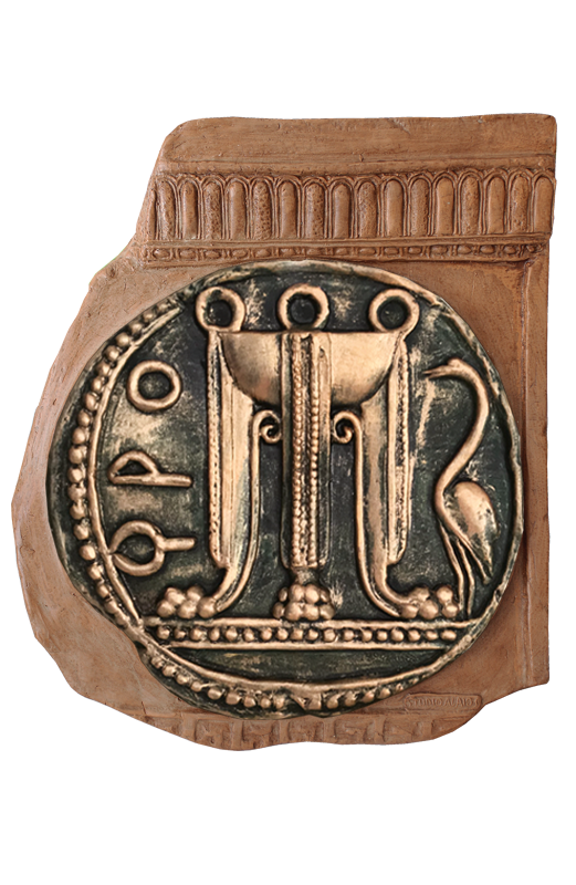 STATERE DI CROTONE CON FRONTONCINO TERRACOTTA CLASSICA/ORO